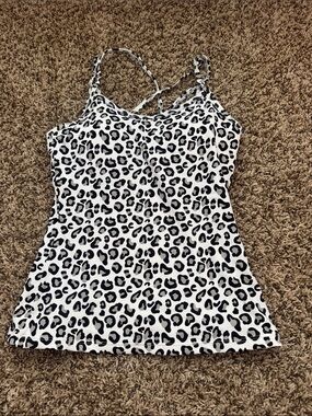 KIAVA White and Black Leopard Print Cami
